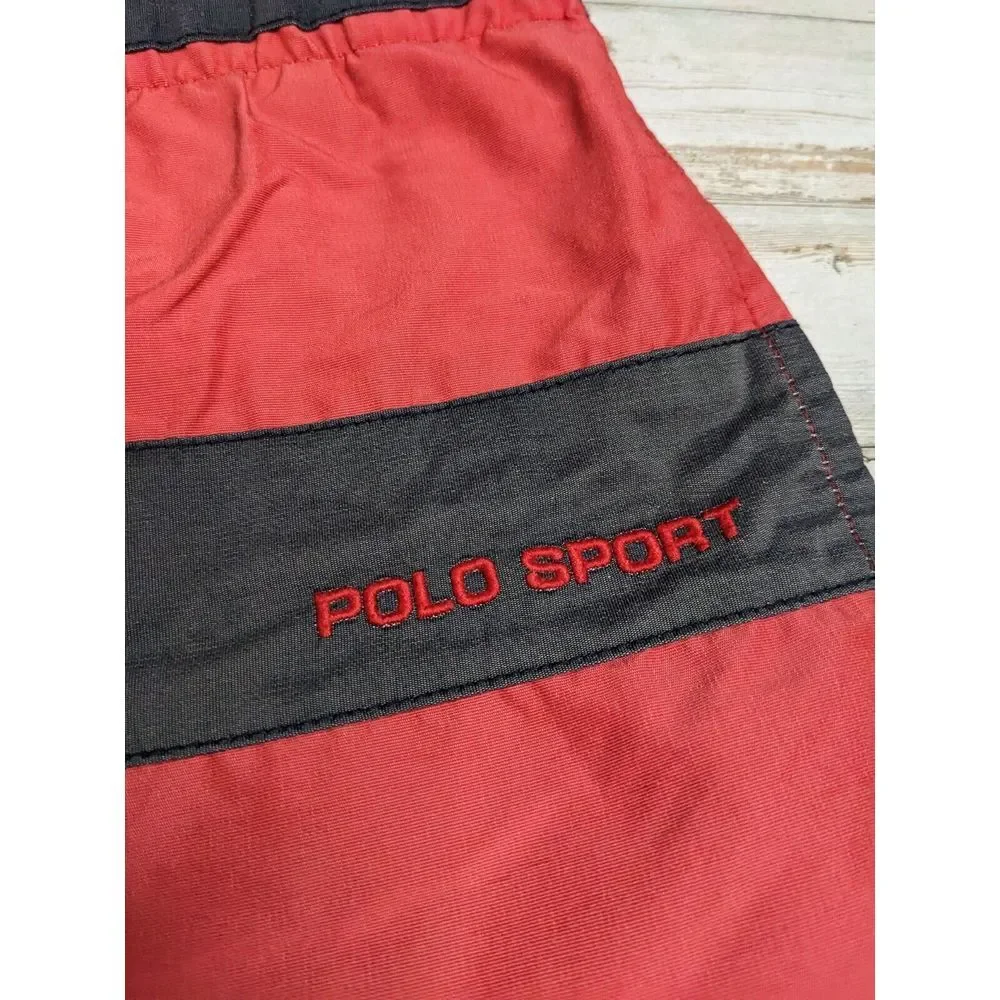 VTG Polo Sport Ralph Lauren L Large Swimwear Trunks Red Bathing Suit Mesh‎ Lined